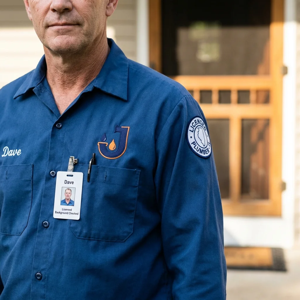 Licensed plumber showing ID badge in Kensett, AR
