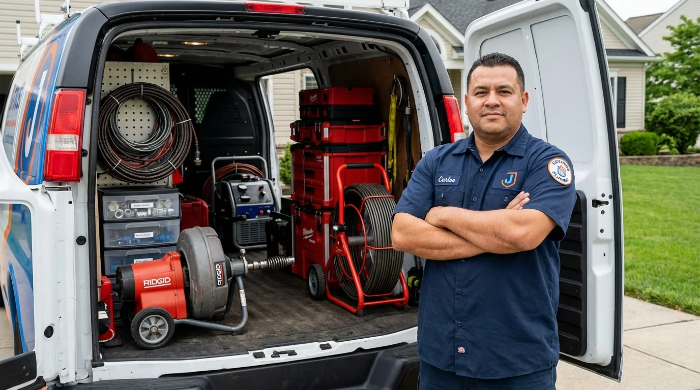 Professional drain cleaning equipment and Johns Plumbing LLC plumber in Kensett